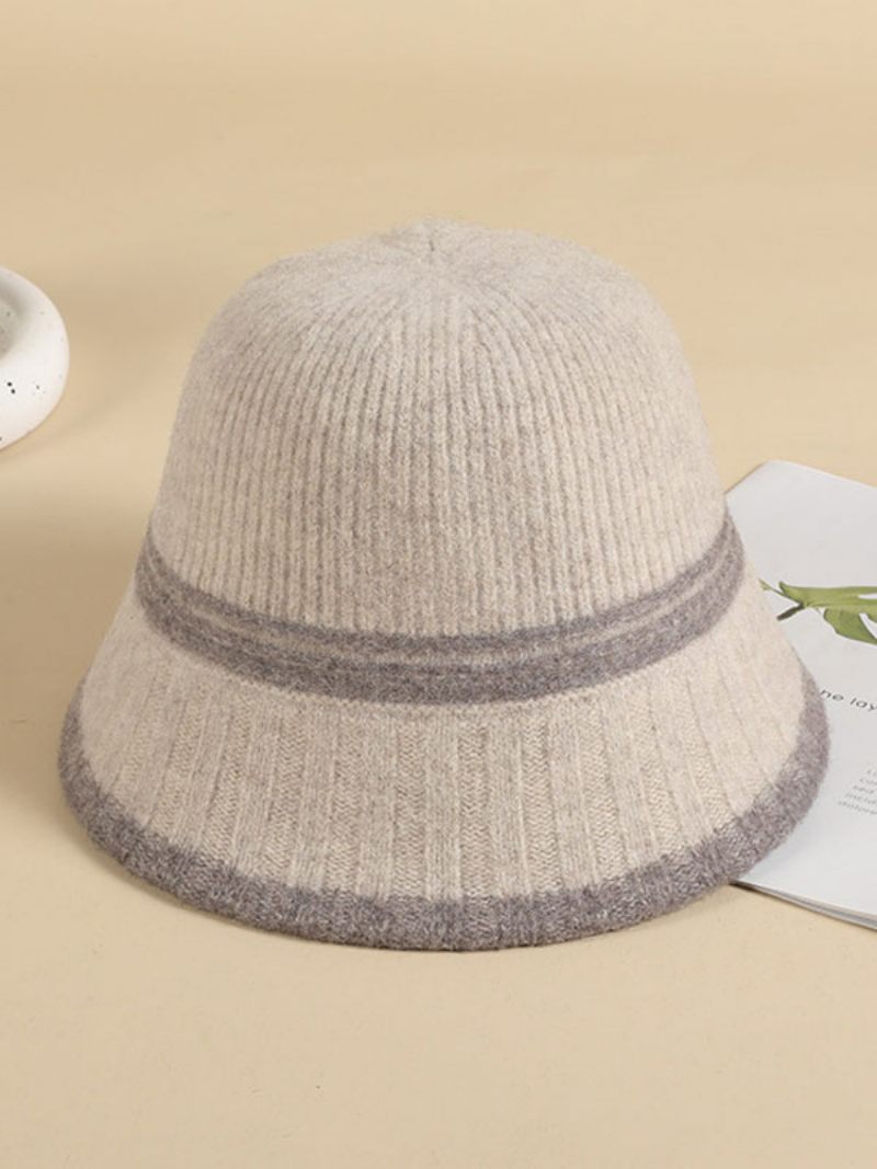 Chapeaux Pour Femmes Rayures Modernes Laine Chic Chauds D'hiver - Beige