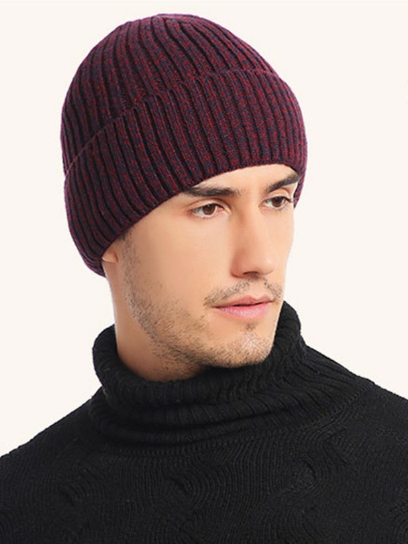 Chapeaux Gris Foncé Pour Hommes Beaux Tricotés Chauds D'hiver Fibre Acrylique - Bourgogne