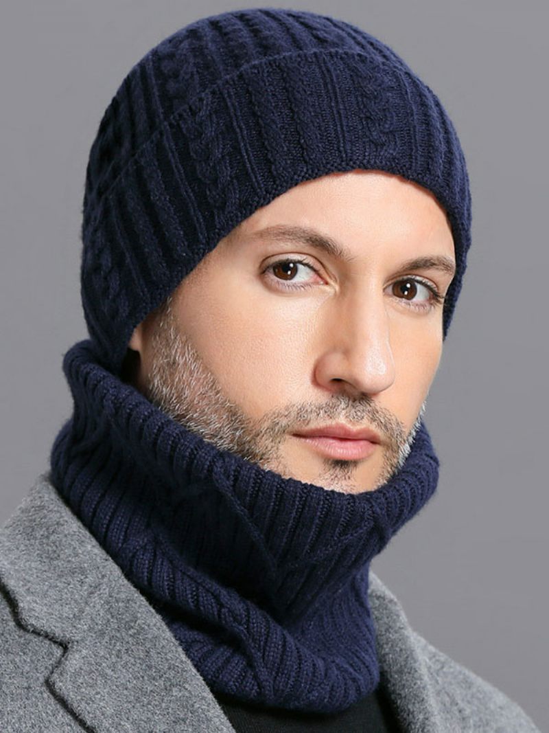 Chapeaux Pour Hommes Fabuleux Tricotés Chauds D’hiver Laine - Marine Foncé