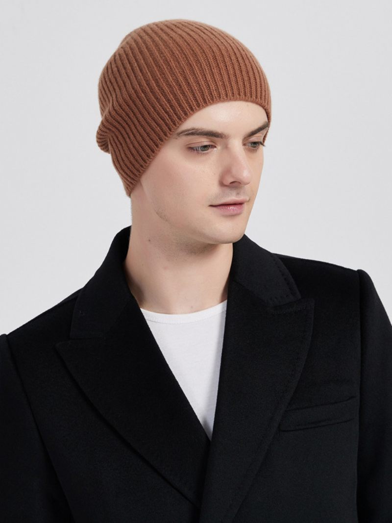 Chapeaux Pour Hommes Marron Café Pratiques Fibre Acrylique Tricotés Chauds D'hiver