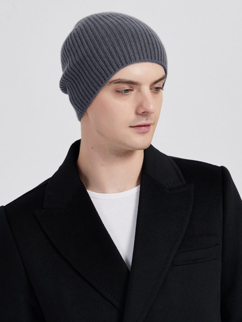 Chapeaux Pour Hommes Marron Café Pratiques Fibre Acrylique Tricotés Chauds D'hiver - Gris Foncé