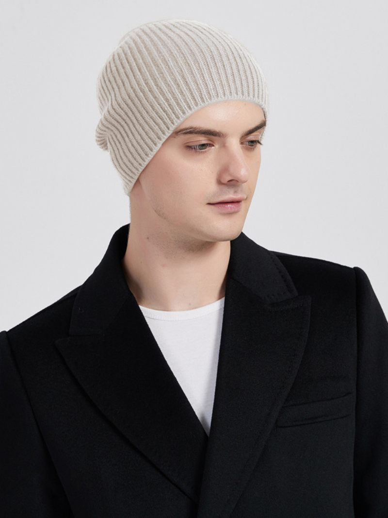 Chapeaux Pour Hommes Marron Café Pratiques Fibre Acrylique Tricotés Chauds D'hiver - Ivoire