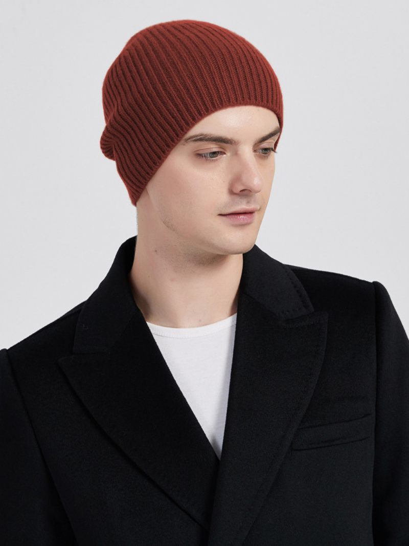 Chapeaux Pour Hommes Marron Café Pratiques Fibre Acrylique Tricotés Chauds D'hiver - Bourgogne