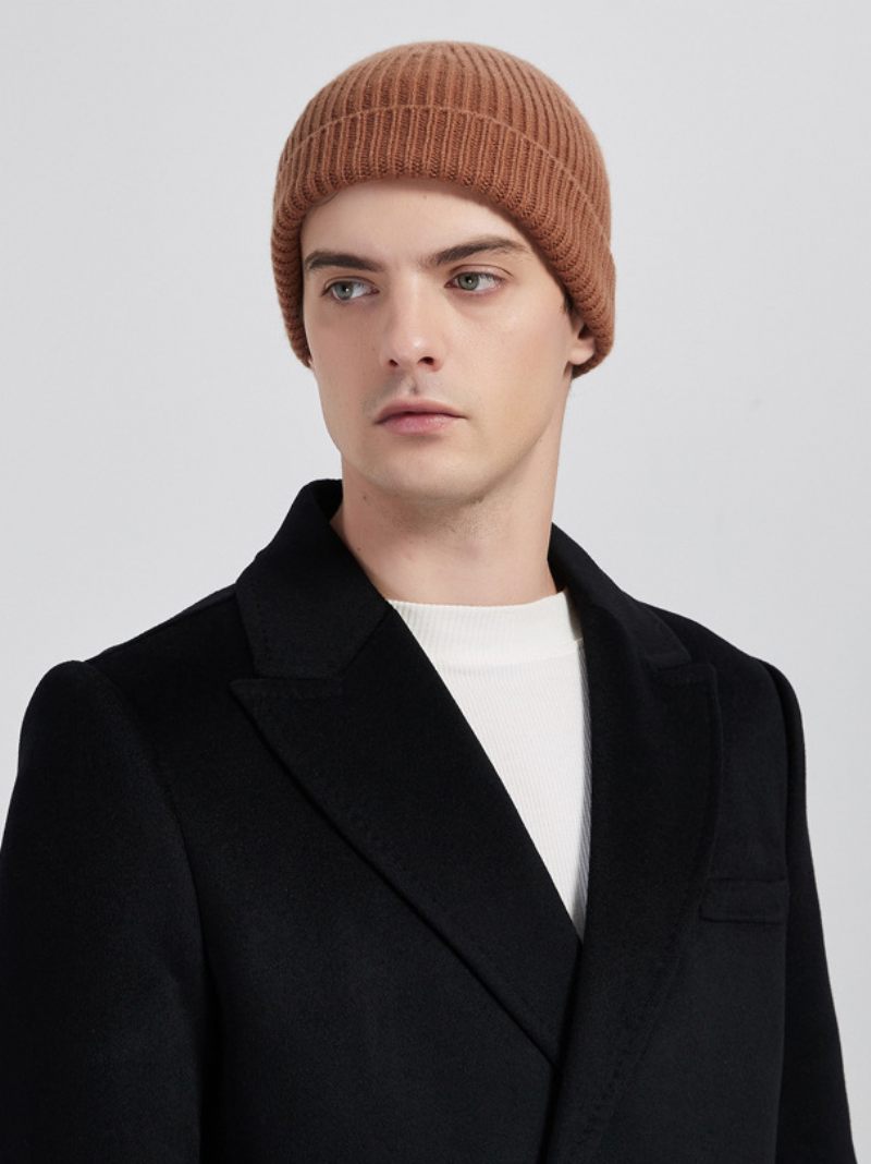 Chapeaux Pour Hommes Marron Café Pratiques Fibre Acrylique Tricotés Chauds D'hiver - Marron Café