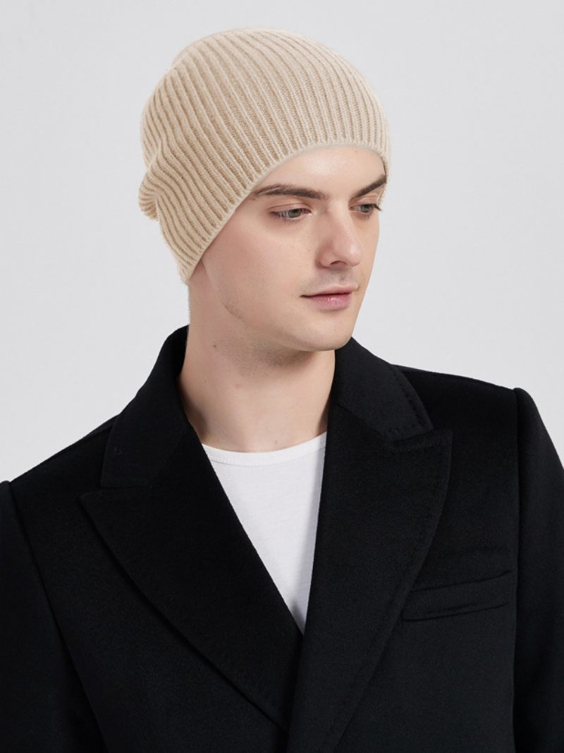 Chapeaux Pour Hommes Marron Café Pratiques Fibre Acrylique Tricotés Chauds D'hiver - Beige