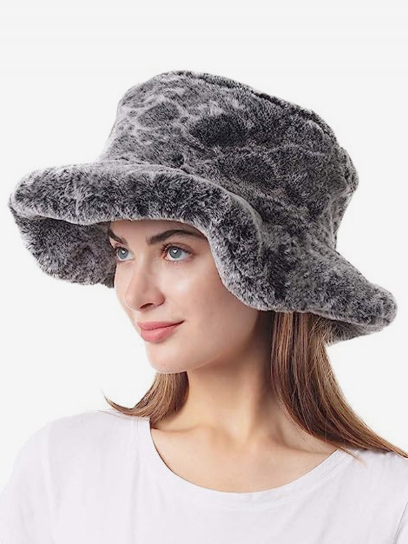 Chapeaux Pêcheur Fausse Fourrure Pour Femmes Chapeau D'hiver Décontracté Quotidien - Gris