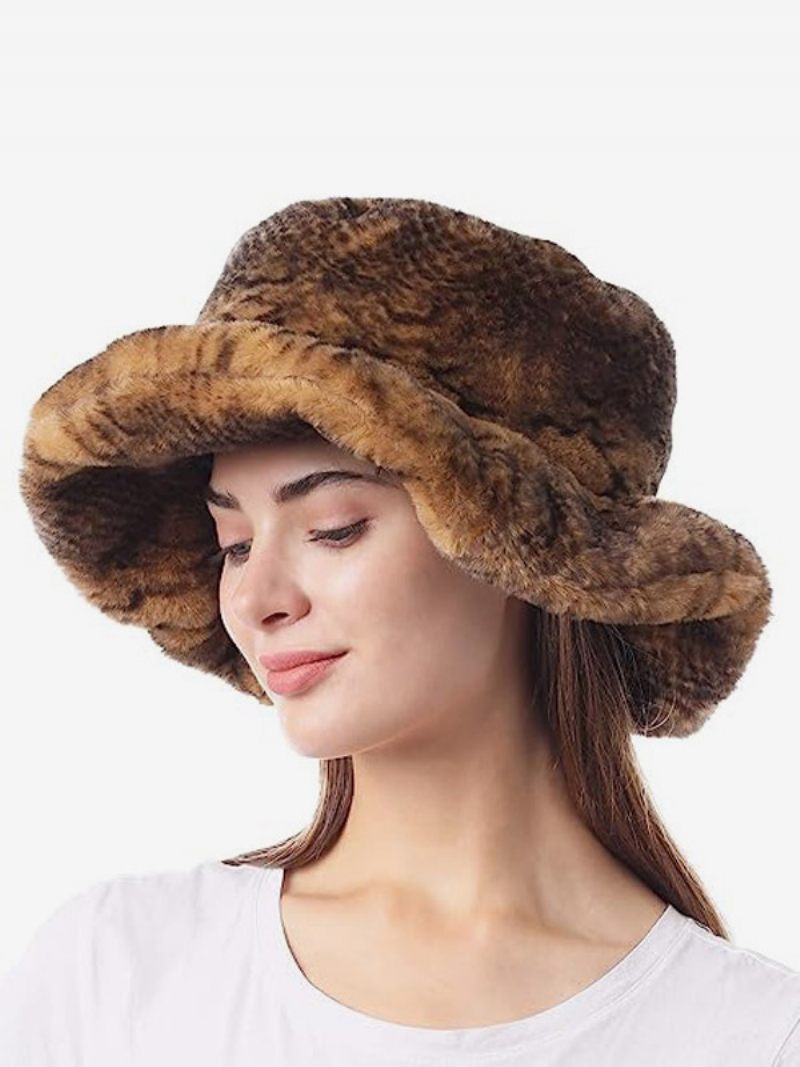 Chapeaux Pêcheur Fausse Fourrure Pour Femmes Chapeau D'hiver Décontracté Quotidien - Camel