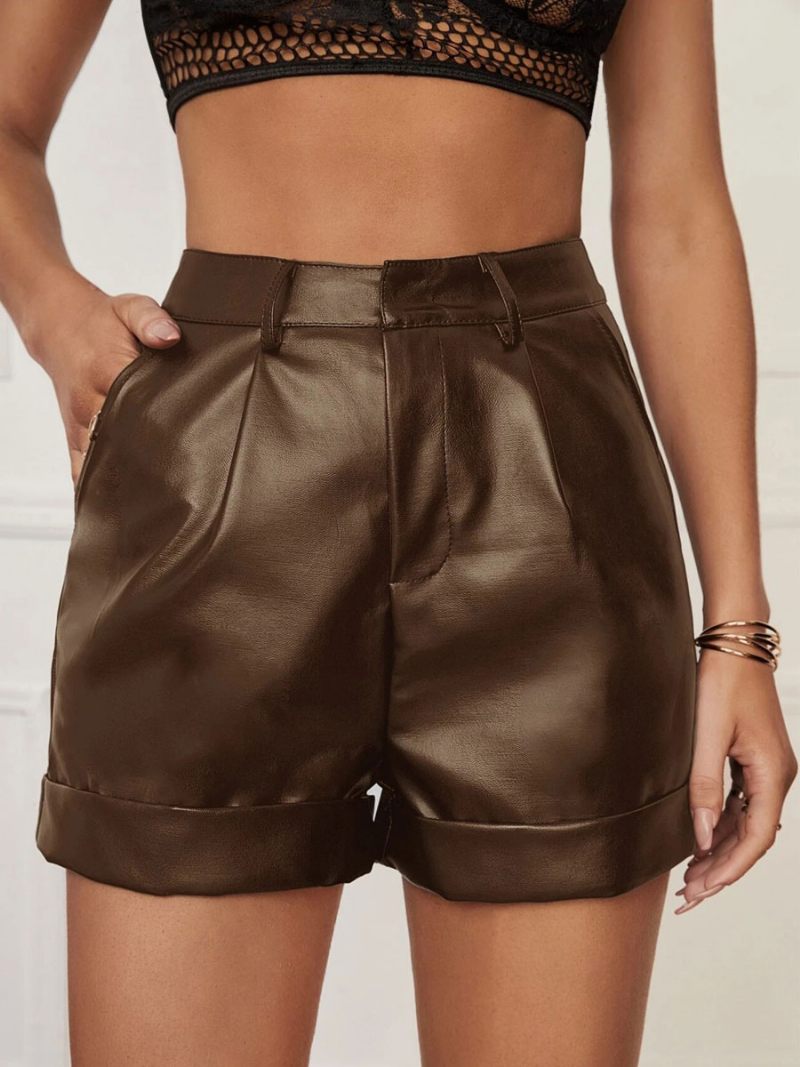 Short Femme Classique Pu - Marron Café