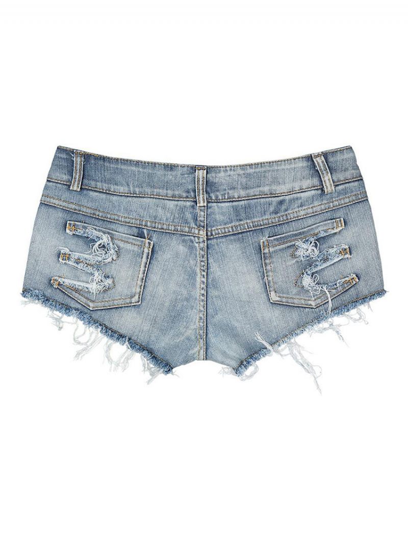 Short Jean Pour Femme Veste Homme Couches Irrégulières Taille Surélevée Cowboy D'été Slim - Bleu Bébé