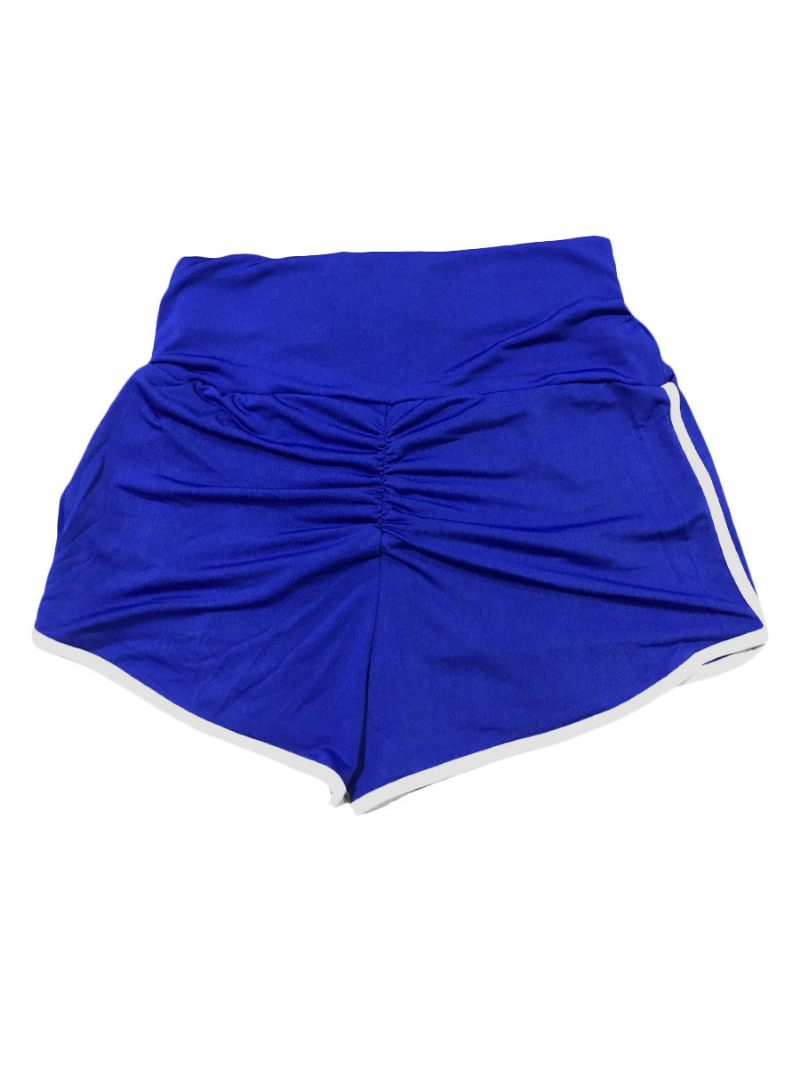 Short Slim Pour Femmes Motif À Rayures Violettes Athlétique Taille Naturelle Été - Bleu Royal