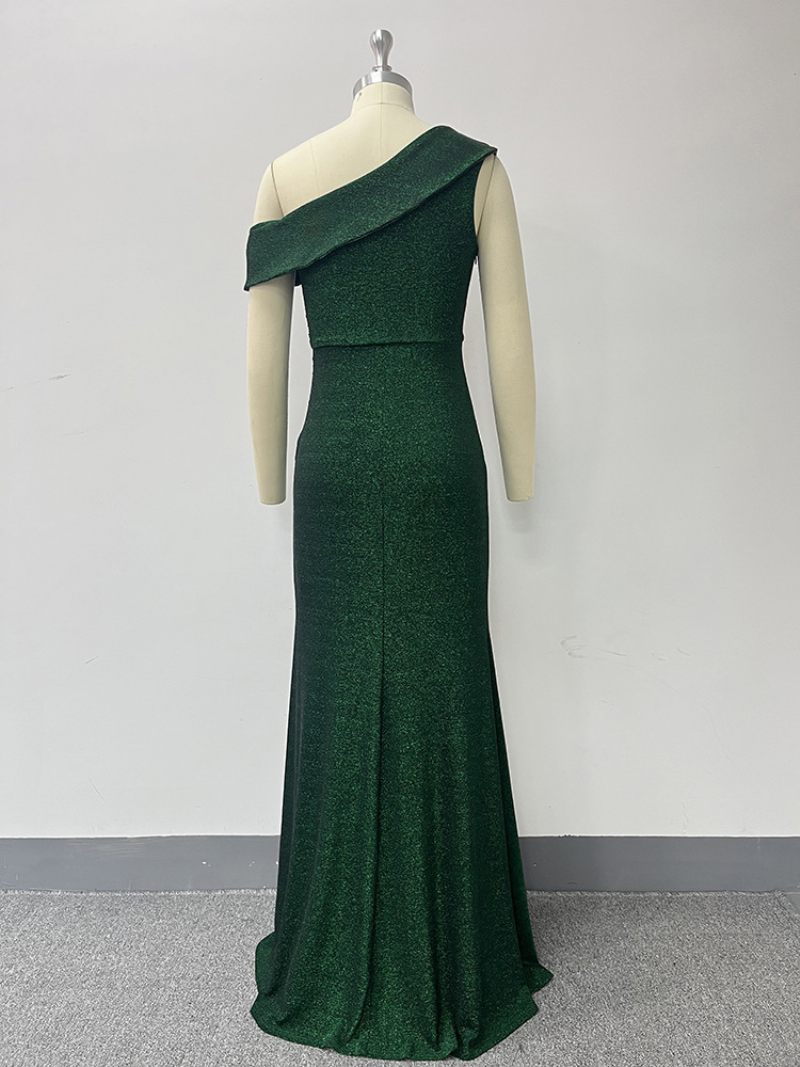 Robe Asymétrique À Paillettes Pour Femmes Longue Bal Fente Haute - Vert