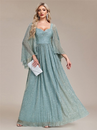 Robe Bleue À Paillettes Pour Femmes Décolleté Cœur Robes Maxi Fête D'anniversaire Bal