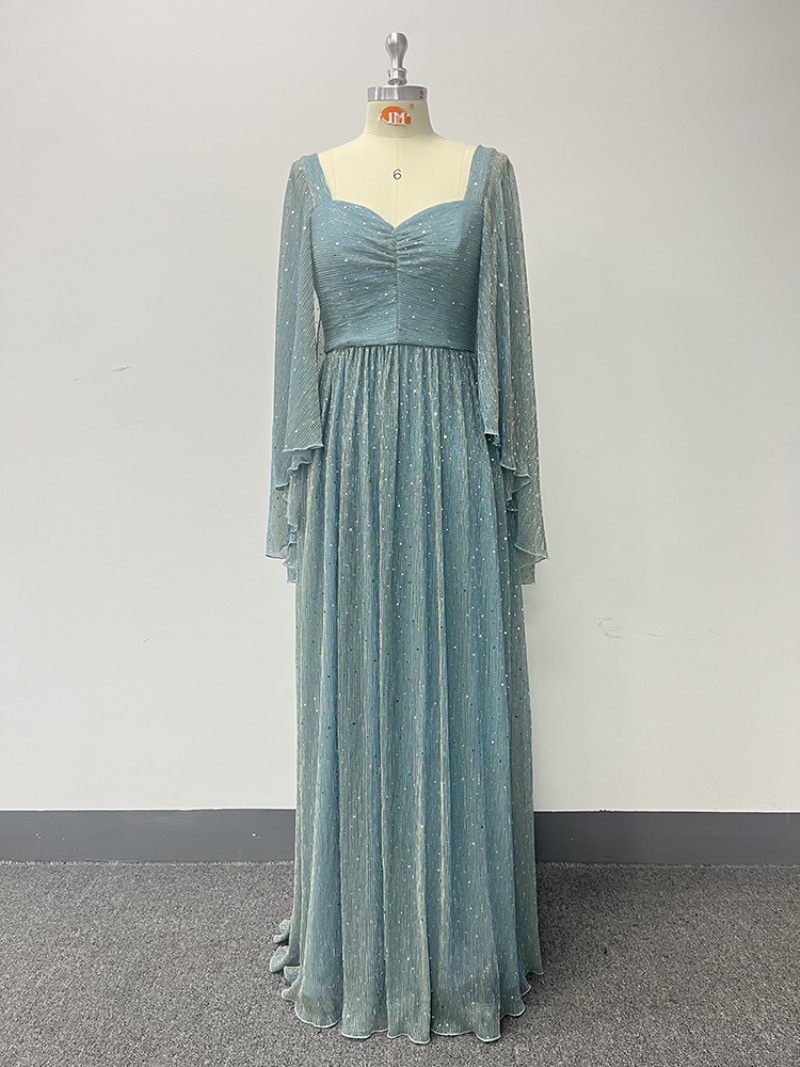 Robe Bleue À Paillettes Pour Femmes Décolleté Cœur Robes Maxi Fête D'anniversaire Bal - Bleu