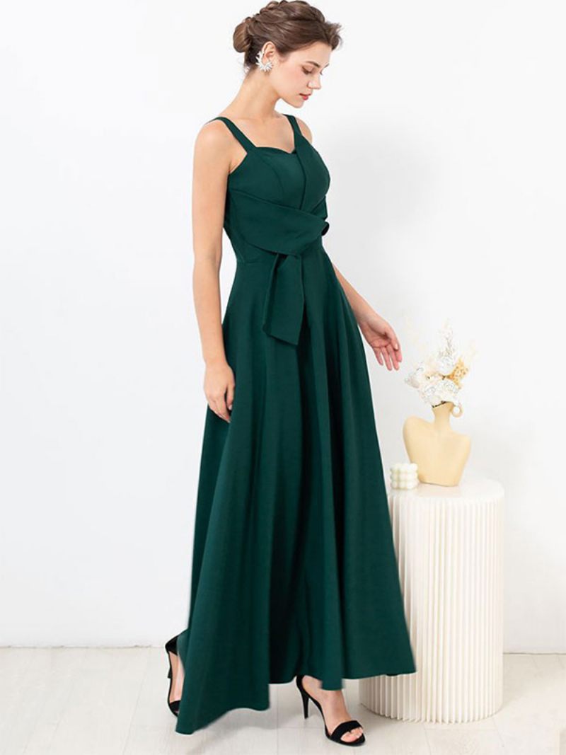 Robe Longue Sans Manches Pour Femmes Dos Nu Avec Nœud Papillon Bal Fête D'anniversaire - Vert