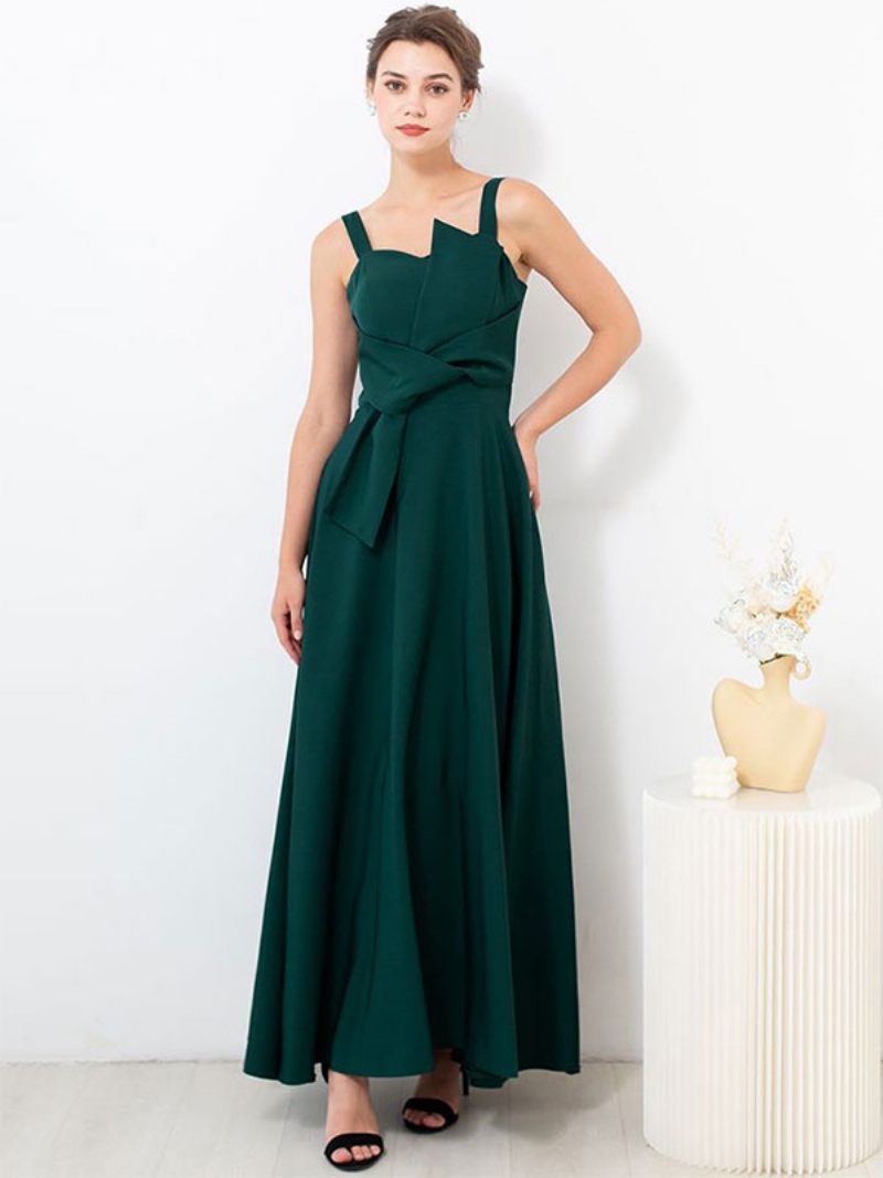 Robe Longue Sans Manches Pour Femmes Dos Nu Avec Nœud Papillon Bal Fête D'anniversaire - Vert