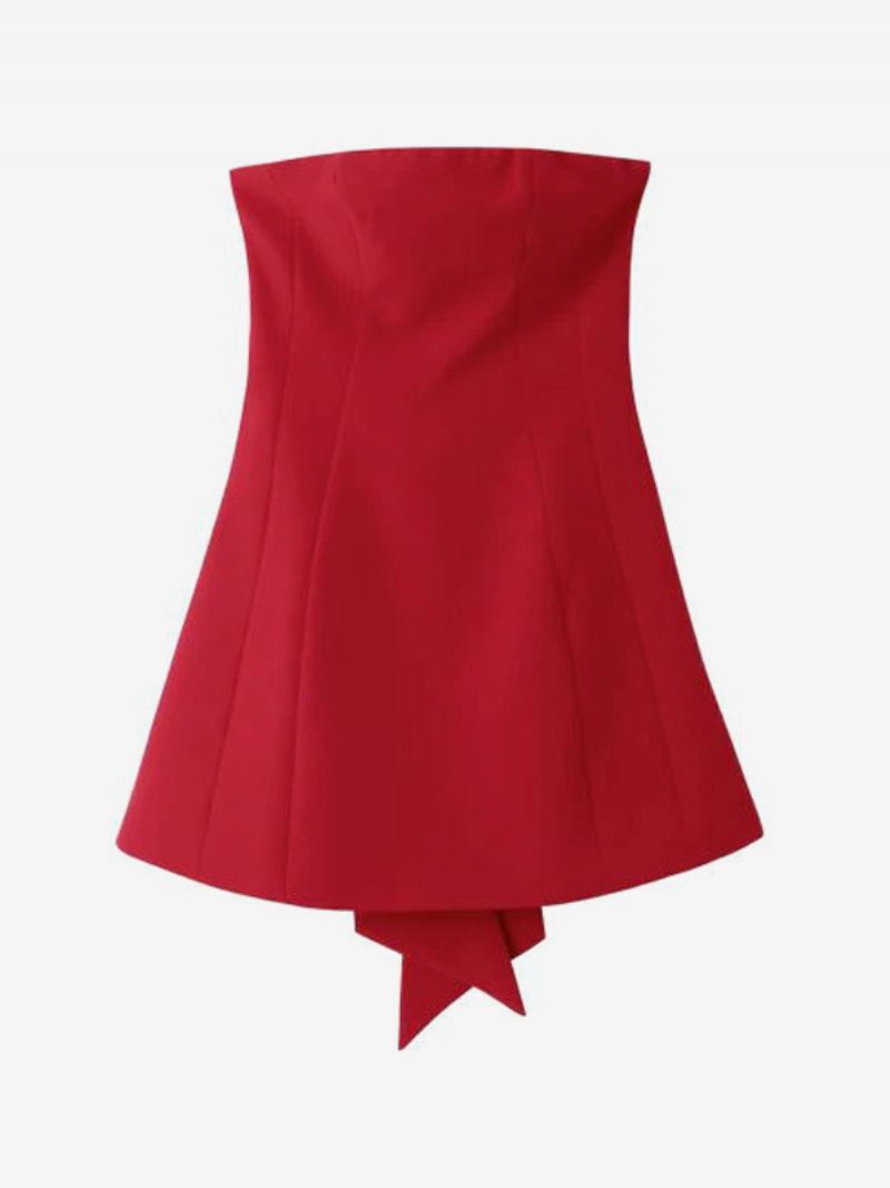 Robe À Nœud Doux Pour Femmes Épaules Dénudées Dos Nu Mini Robes Soirée - Rouge