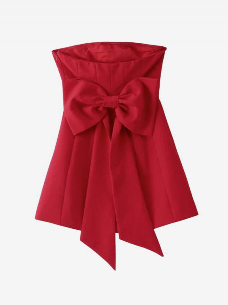 Robe À Nœud Doux Pour Femmes Épaules Dénudées Dos Nu Mini Robes Soirée - Rouge