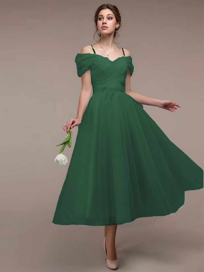 Robe Soirée D'anniversaire Pour Femmes À Lacets Manches Courtes Robes Mi-longues Bal - Vert