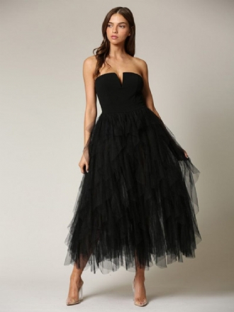 Robe Tulle Pour Femme Épaules Dénudées Col V Dos Nu Longue Soirée Bal