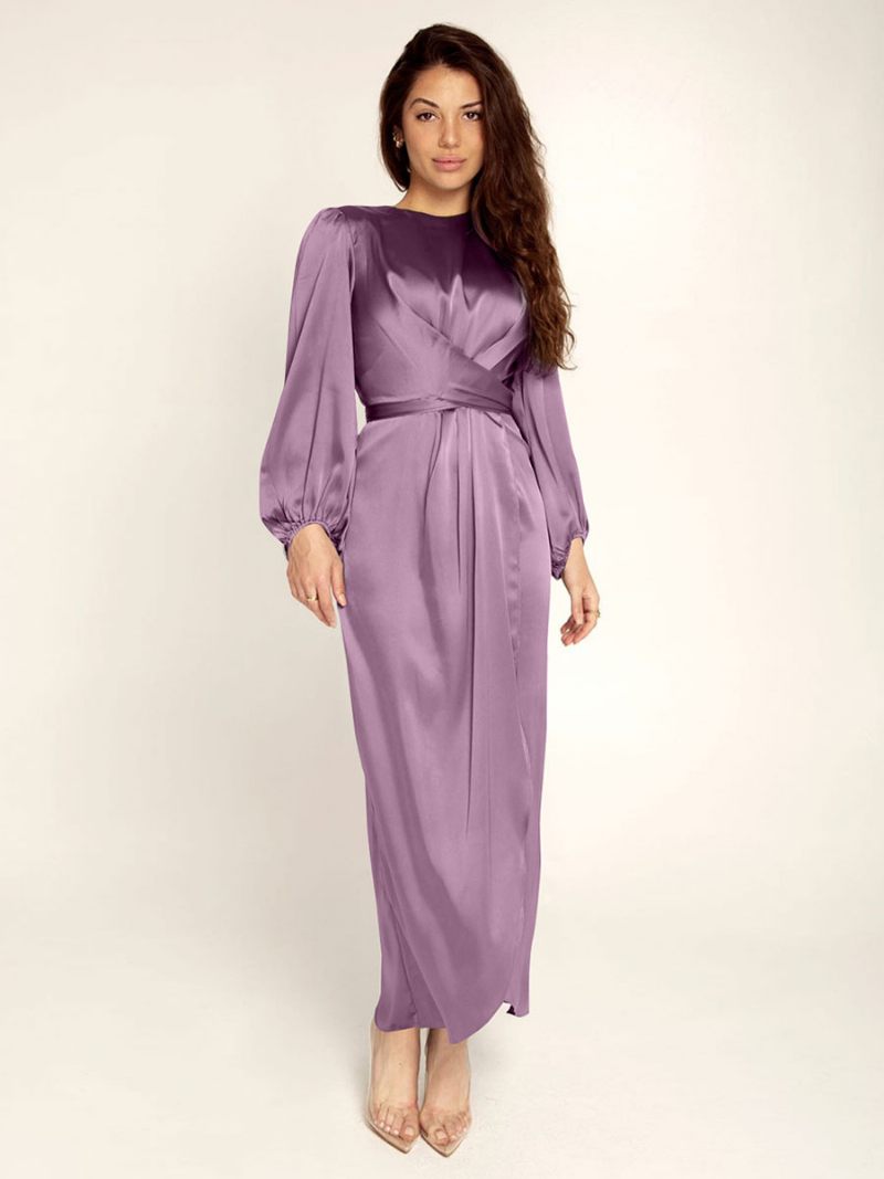 Robes Bal Pour Femmes Col Bijou Plissé Tache Robe Longue Semi-formelle - Violet