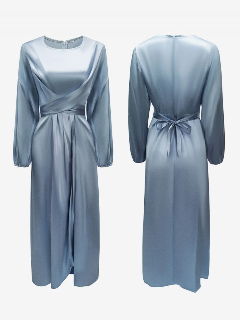 Robes Bal Pour Femmes Col Bijou Plissé Tache Robe Longue Semi-formelle - Gris