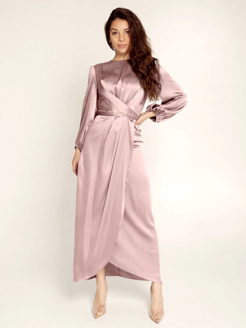 Robes Bal Pour Femmes Col Bijou Plissé Tache Robe Longue Semi-formelle - Rose