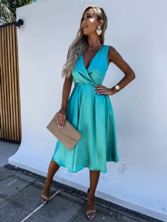 Robes Bal Fête Pour Femmes Aqua Robe Mi-longue Semi-formelle Sans Manches