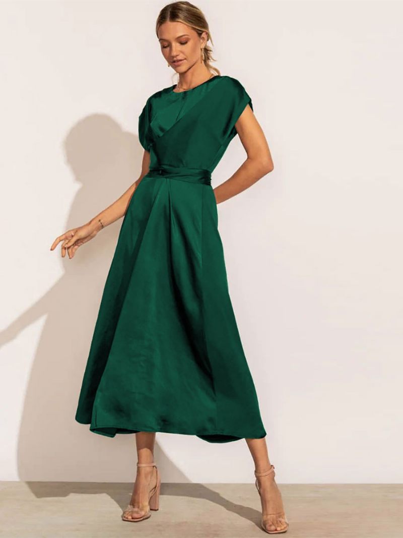 Robes Soirée Pour Femmes Bleu Vert Col Bijou Robe Semi-formelle - Vert Foncé