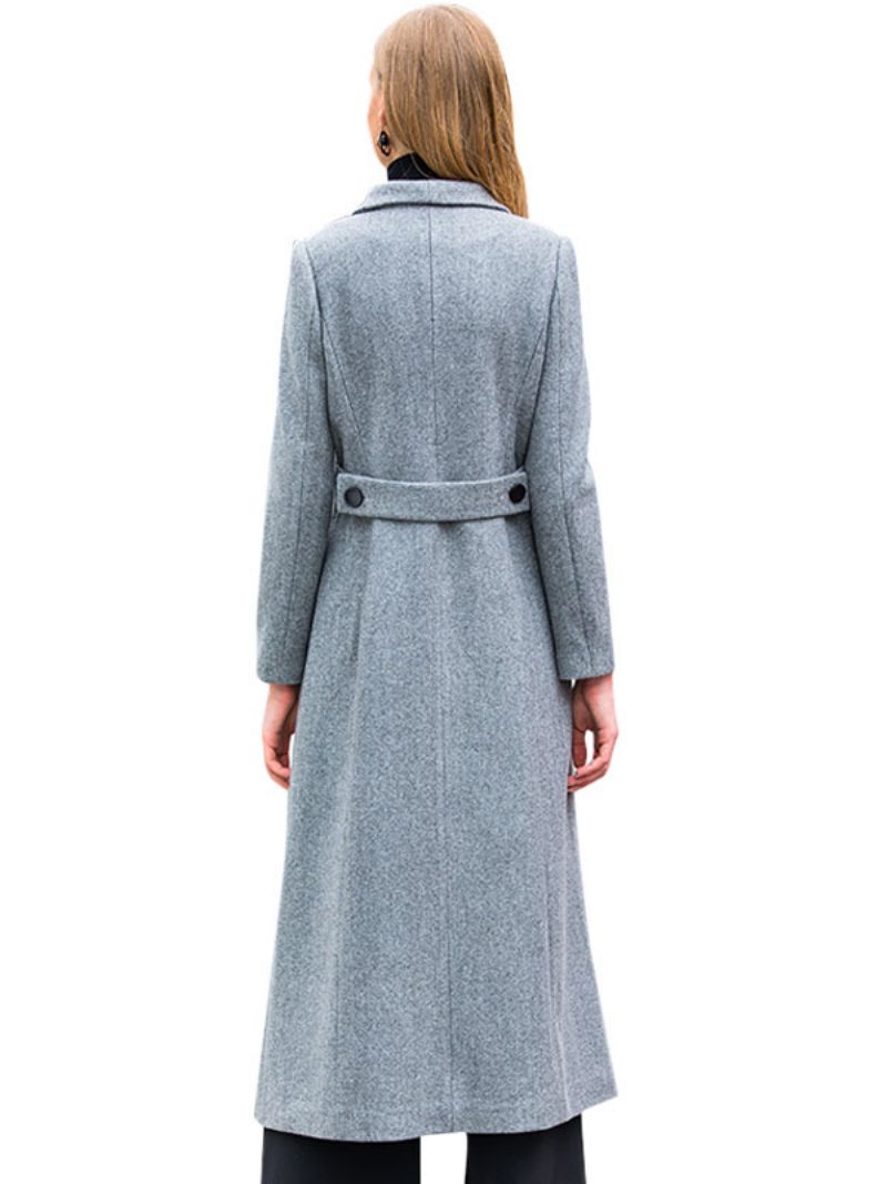 Caban Gris Pour Femme Vêtement D'extérieur Long Laine Hiver - Gris