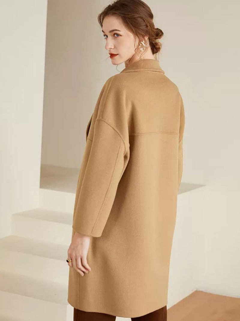 Manteau Femme 100% Laine Pardessus Chaud Vêtements D'extérieur D'hiver 2024 - Camel