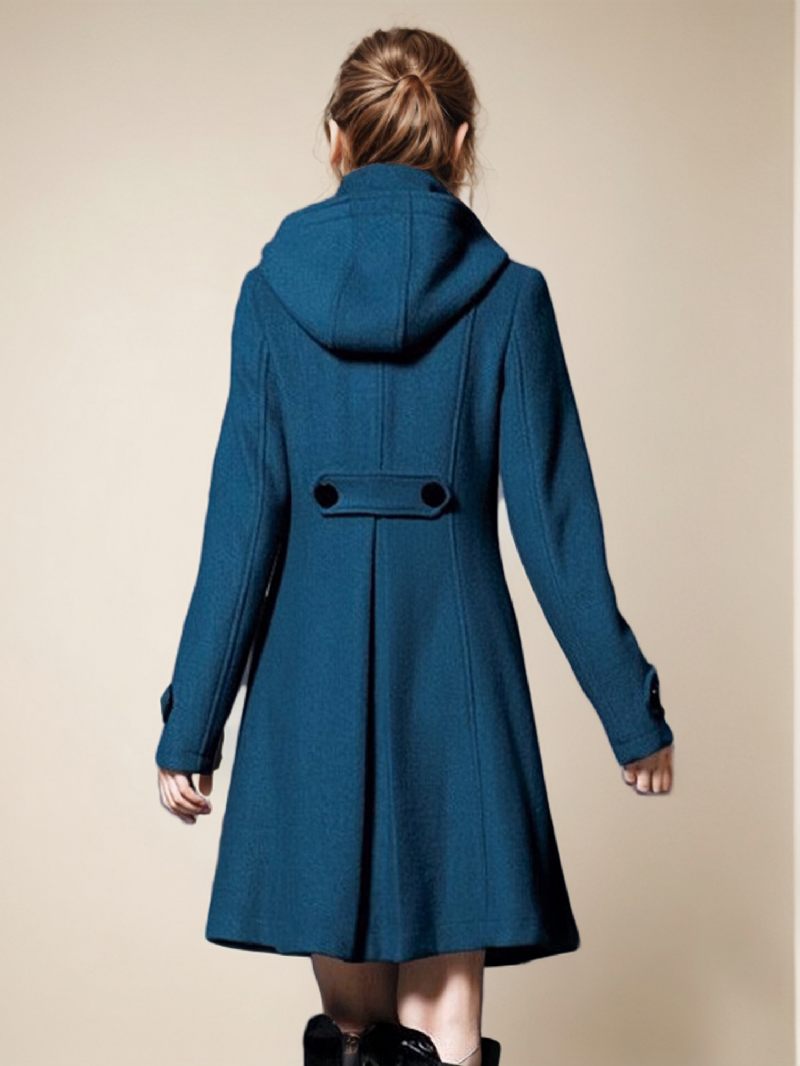 Manteau Femme Col Haut Manches Longues Vêtements Sortie D'hiver - Cyan