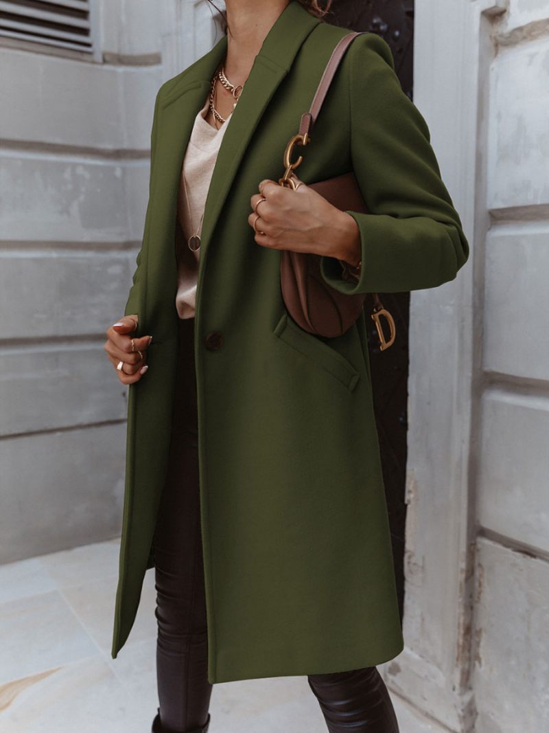 Manteau Femme Revers Abricot Clair Vêtements D'extérieur Printemps 2024 - Vert Chasseur