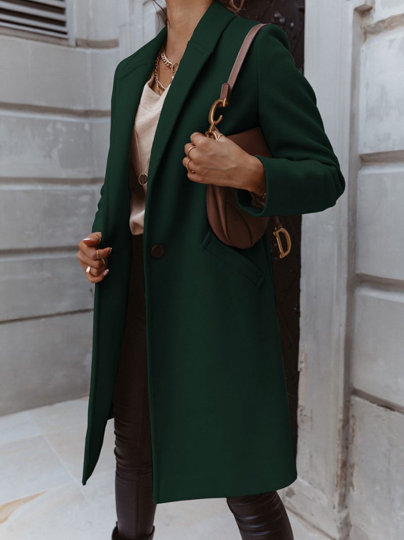 Manteau Femme Revers Abricot Clair Vêtements D'extérieur Printemps 2024 - Vert Foncé