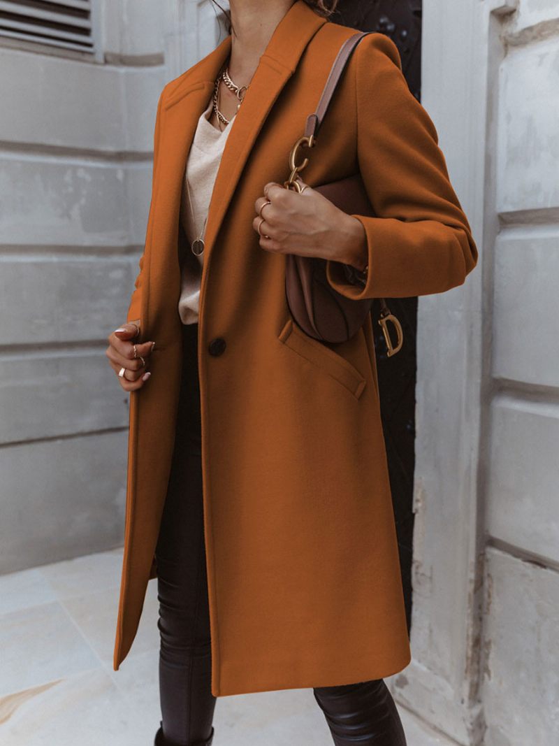 Manteau Femme Revers Abricot Clair Vêtements D'extérieur Printemps 2024 - Marron Café