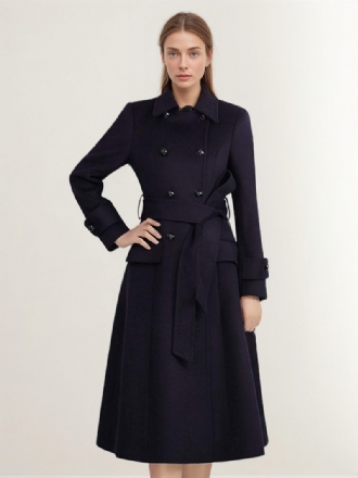 Manteau D'hiver Avec Ceinture Bleu Marine Foncé Pour Femme Vêtements D'extérieur 2024