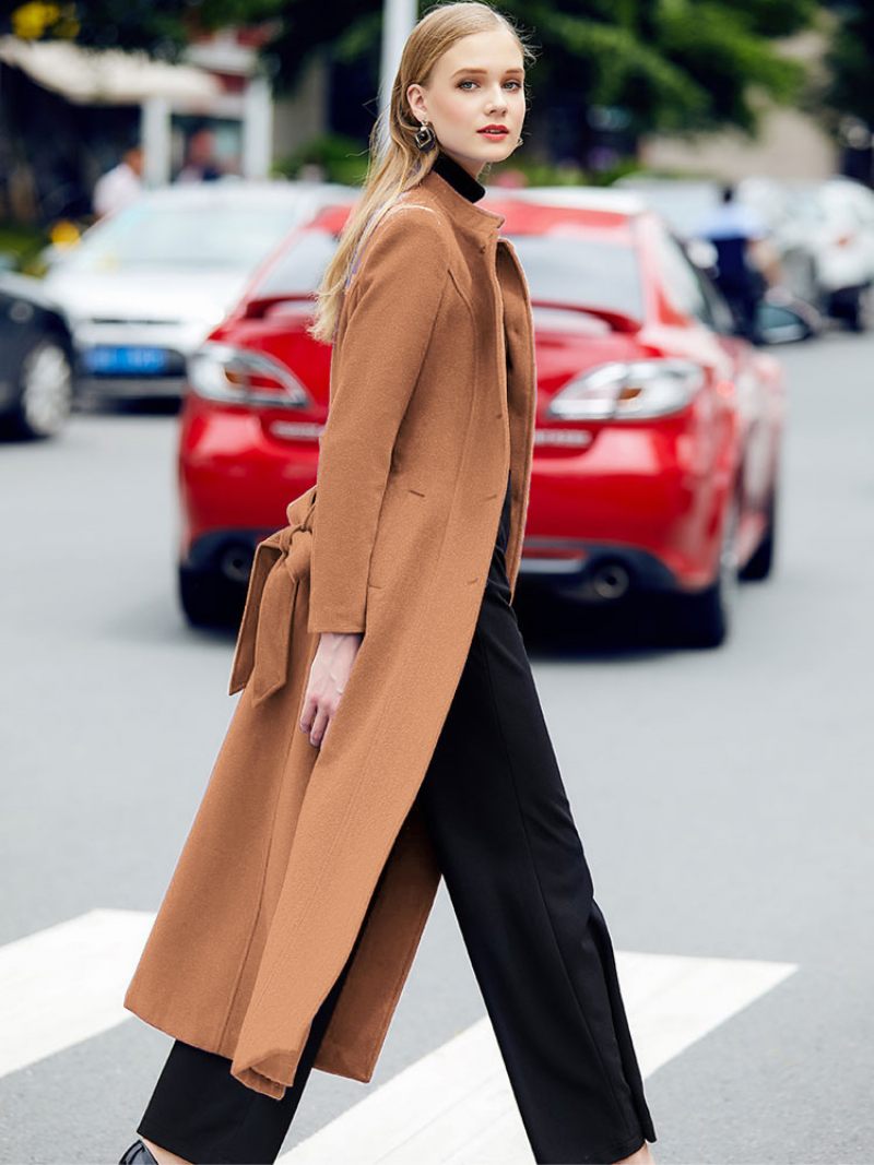 Manteau D'hiver Bleu Pour Femme Vêtements D'extérieur Longs Laine - Camel