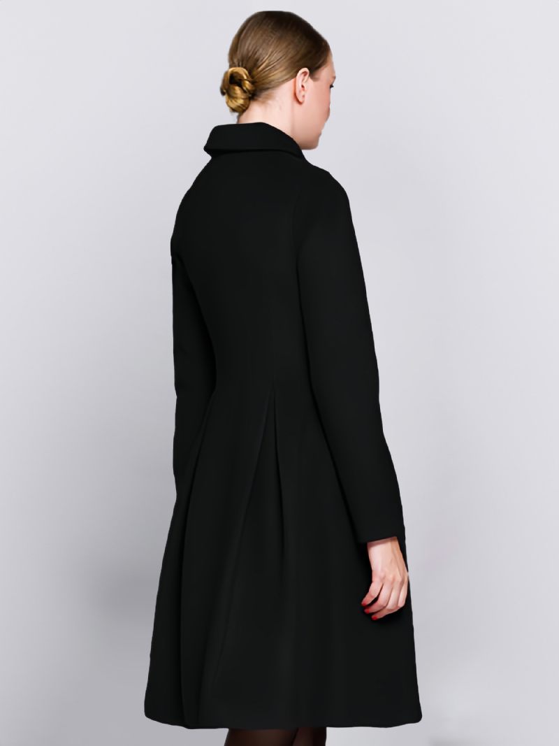 Manteau D'hiver Évasé À Double Boutonnage Pour Femme 2024 - Noir