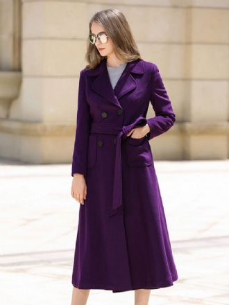 Manteau Laine Pour Femmes Ceinture Violette Vêtements D'extérieur D'hiver 2024