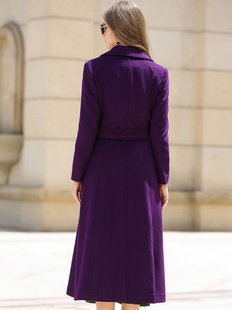 Manteau Laine Pour Femmes Ceinture Violette Vêtements D'extérieur D'hiver 2024 - Violet