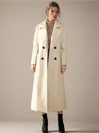 Manteau Laine Pour Femmes Col Rabattu Blanc Vêtements D'extérieur D'hiver 2024