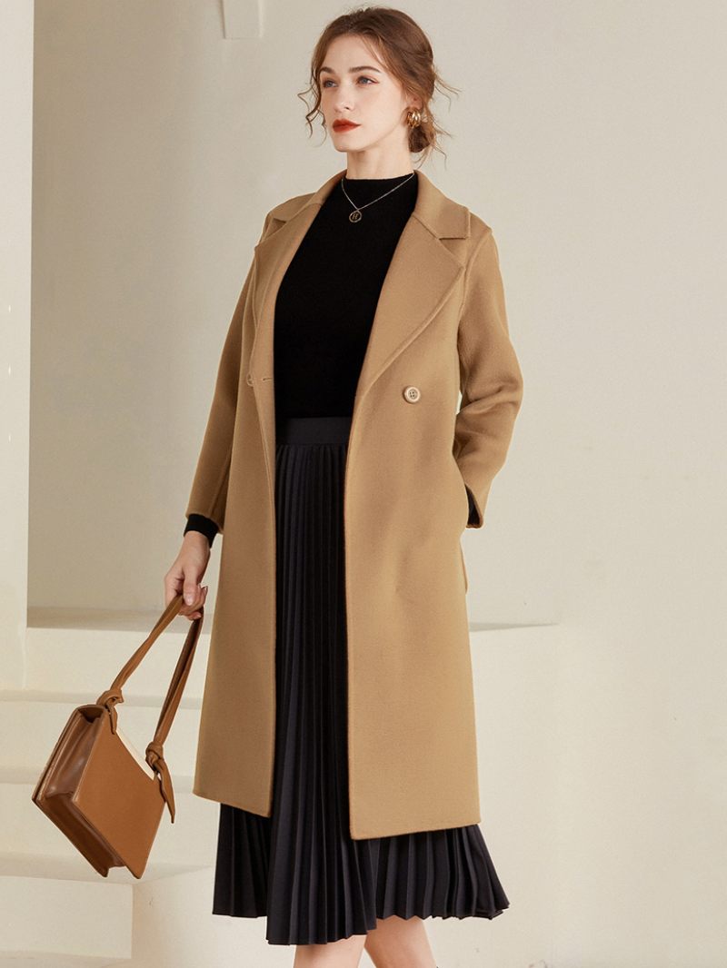 Manteau Laine Pour Femmes Pardessus 100% Vêtements D'extérieur D'hiver 2024 - Chameau