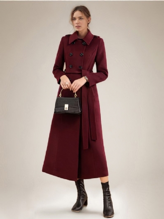 Manteau Long À Double Boutonnage Et Ceinture Pour Femme Vêtement D'extérieur Mélange Laine L'hiver