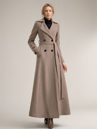 Manteau Long Laine Pour Femmes Ceinture Vêtements D'extérieur Chauds D'hiver 2024