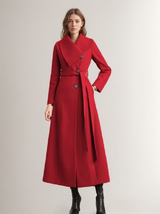 Manteau Long Laine Pour Femmes Ceinture Vêtements D'extérieur Chauds D'hiver 2024