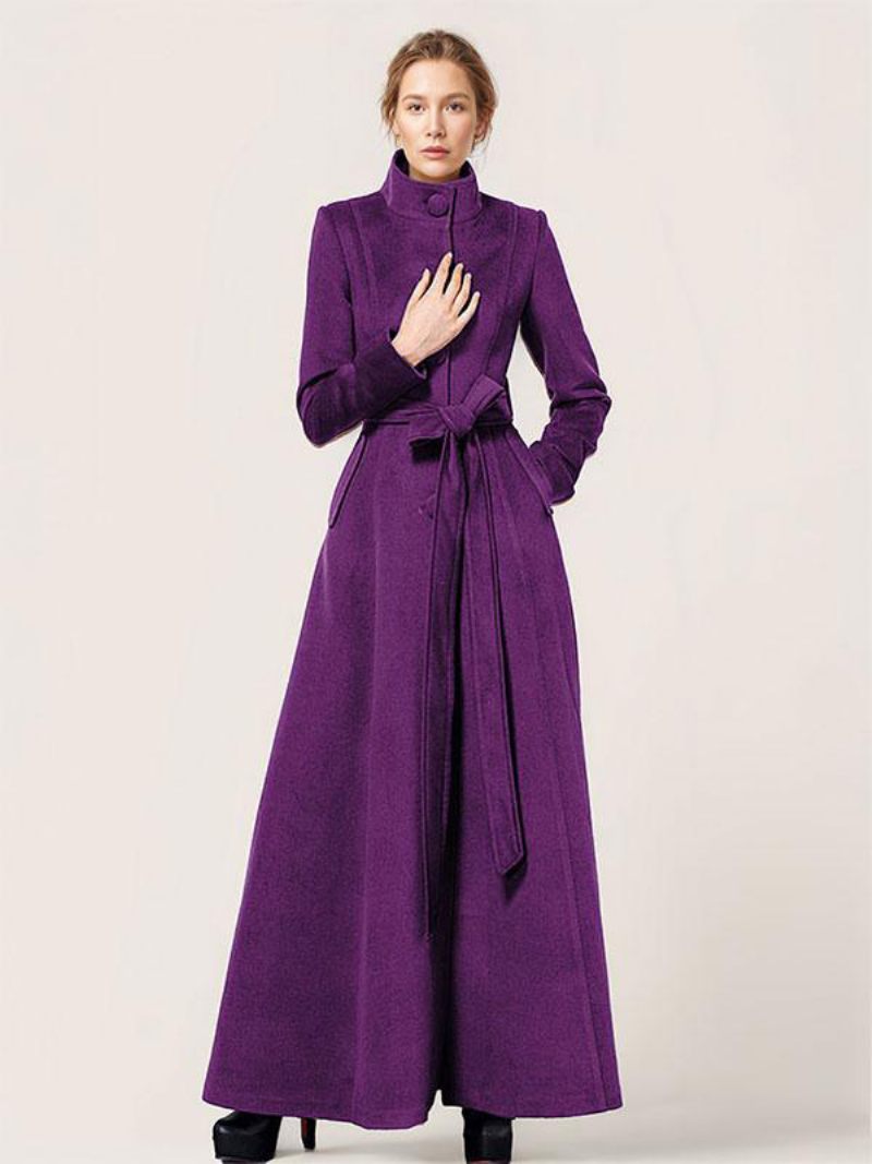 Manteau Long Laine Pour Femmes Vêtements D'extérieur Chauds D'hiver 2024 - Violet