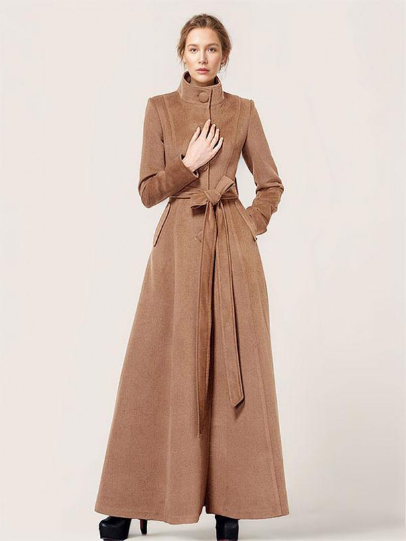 Manteau Long Laine Pour Femmes Vêtements D'extérieur Chauds D'hiver 2024 - Camel