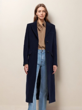 Manteau Long Laine À Revers Simple Poitrine Vêtements D'extérieur D'hiver Pour Femmes