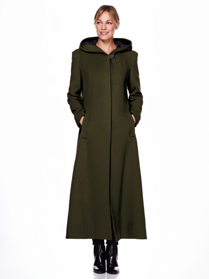 Manteau Portefeuille Pour Femme À Capuche Chaud Surdimensionné Laine Vêtements D'extérieur D'hiver - Vert Chasseur