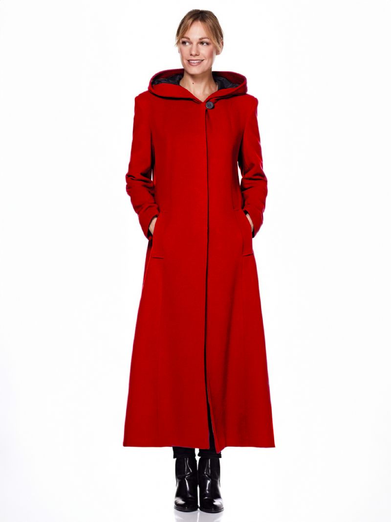 Manteau Portefeuille Pour Femme À Capuche Chaud Surdimensionné Laine Vêtements D'extérieur D'hiver - Rouge