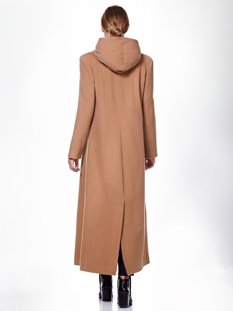 Manteau Portefeuille Pour Femme À Capuche Chaud Surdimensionné Laine Vêtements D'extérieur D'hiver - Marron Café